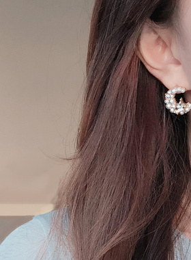 (半价清仓）有滤镜 满珍珠镶嵌 星月宝石 日系甜美发饰耳钉/耳夹