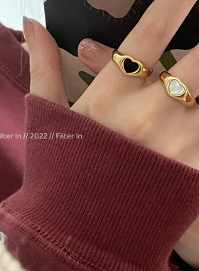 F.I / 法式复古 博主风 贝母爱心 戒指 不掉色！