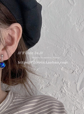 (半价清仓）F.I / 西洋古董 蓝彩琉璃珠 复古小众 925银耳环/耳夹