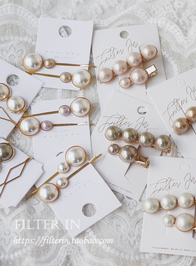 (半价清仓）韩国网红复古法式少女幻彩珍珠人鱼姬发夹发卡套装