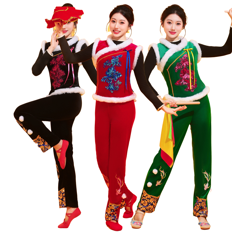 广场舞服装马甲+打底衫+长裤