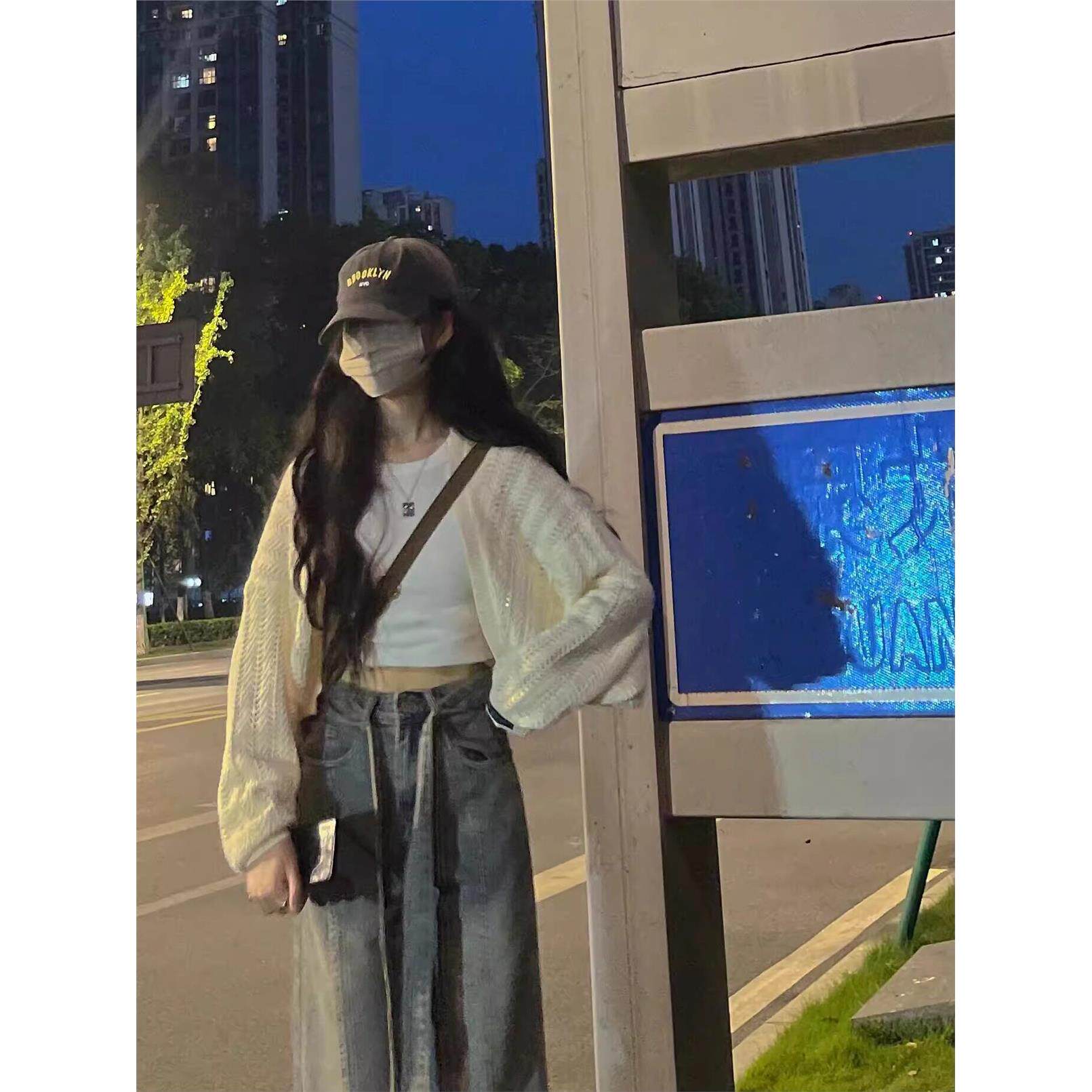 防晒针织开衫外套女夏季薄款小个子镂空外搭罩衫披肩短款上衣夏天