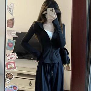 小个子穿搭一整套冰丝防晒衣休闲运动服套装女夏季修身显瘦两件套