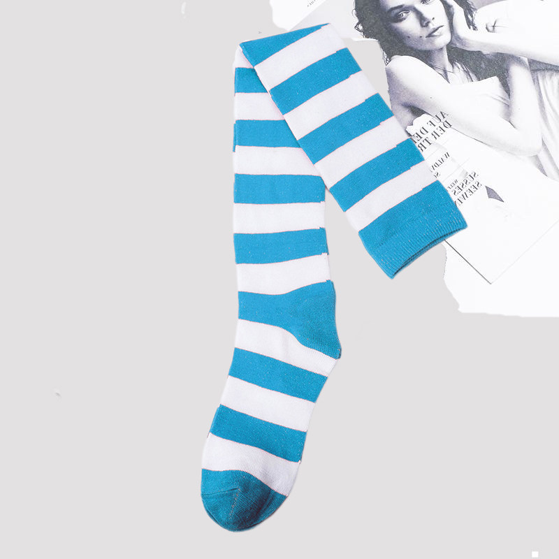 蓝白条纹长筒袜子水手过膝大腿袜春cos撞色女袜啦啦队学生袜j美腿,女士内衣/男士内衣/家居服,长筒袜,淘宝优惠券,粉丝福利购,淘宝优惠卷
