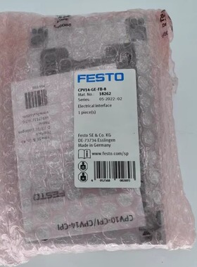 原装正品 FESTO费斯托 18262 电接口 CPV14-GE-FB-8 全新质保一年