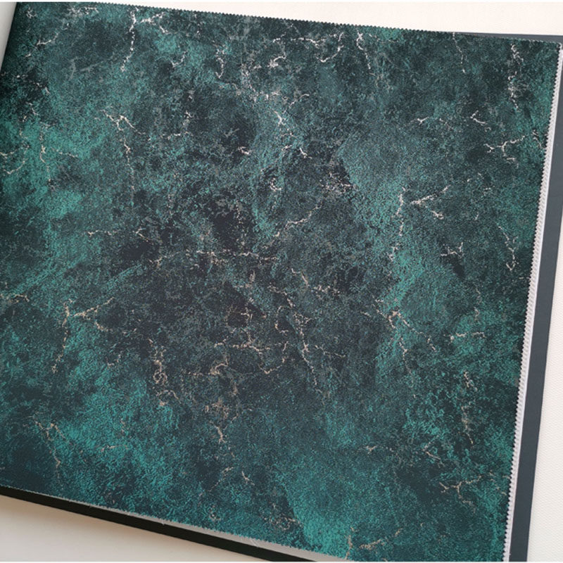 墨绿大理石纹墙布斑驳无缝壁布美式复古仿瓷砖鎏金客厅背景墙高档