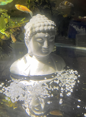 栩元水泥鱼缸造景佛头像