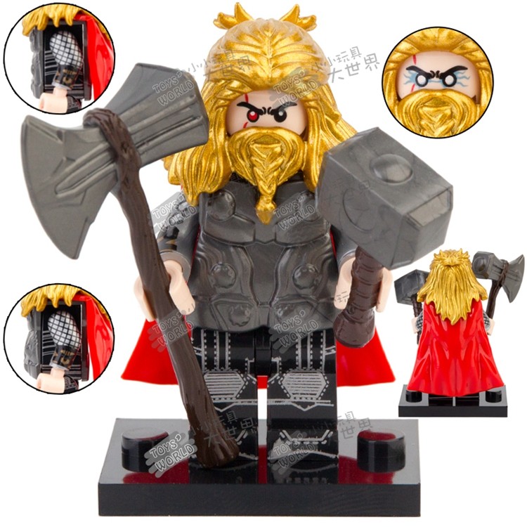 兼容乐高复联胡子雷神暴风战锤硬披风v001第三方拼装积木人仔玩具