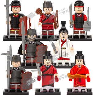 国潮楚汉帝国古代军士兵项羽刘邦拼装积木人仔玩具KT1092