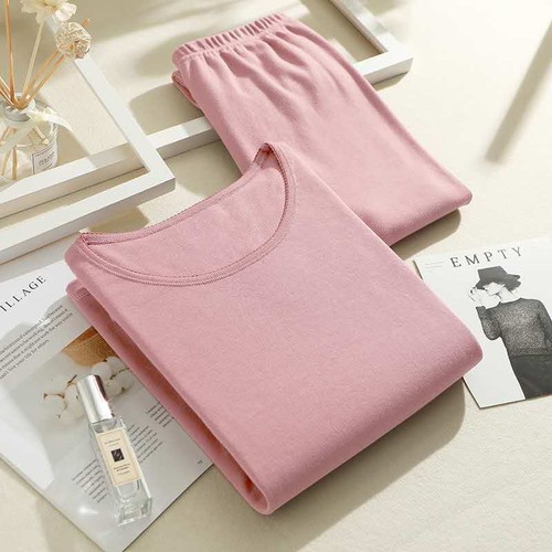 舒肤全棉圆领棉毛衫秋裤内衣套装