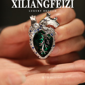 心脏首饰品 外卖定制款 西凉妃子 原创设计高级感恶魔之心水晶胸针