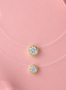 SUNNYZOO｜人鱼泪同款隐形线坠子925纯银透明鱼线火彩莫桑石项链