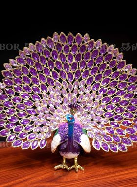 中式金属七宝烧手工艺品家居装饰珐琅首饰盒孔雀珐琅彩摆件装饰品