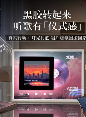 梵艺复古唱盘音响画白色边框现代简约装饰画挂画客厅高级感玄关画