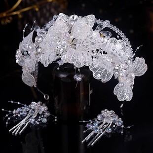 超仙美珍珠新娘皇冠手工王冠头饰主婚纱配饰婚庆公司造型专供 韩式