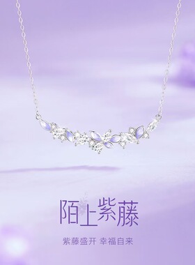 s999足银夜光陌上紫藤项链轻奢小众高级感纯银锁骨链情人节礼物女