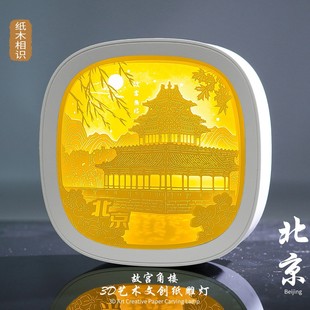 新款3D光影纸雕灯文创创意摆件故宫角楼纪念品小夜灯桌面装饰品