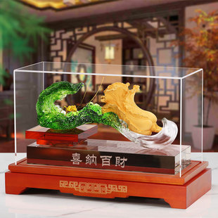 喜纳百财白菜摆件琉璃招财客厅办公室玄关高档装 饰品开业乔迁礼物