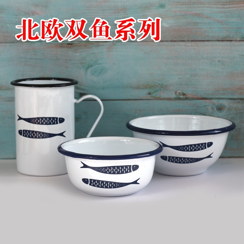 北欧风大翻边高档特厚搪瓷杯搪瓷马克杯
