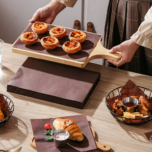 咖啡色防油纸炸鸡垫盘纸烘焙蛋糕面包托盘用纸食品吸油纸隔盘纸垫