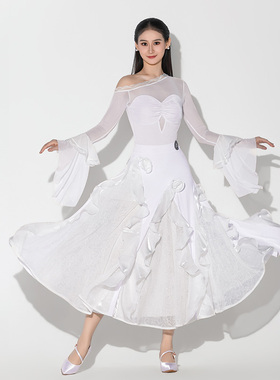 皇朝舞蹈&IAMYC摩登舞裙新款荷叶边花朵半身裙练功服10191+B20139