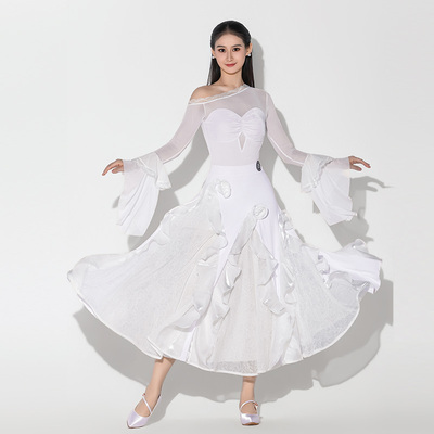 摩登舞裙荷叶边花朵半身裙练功服