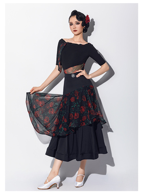 IAMYC摩登舞裙女新款国标舞华尔兹交谊舞恰恰舞裙B10147+B20065