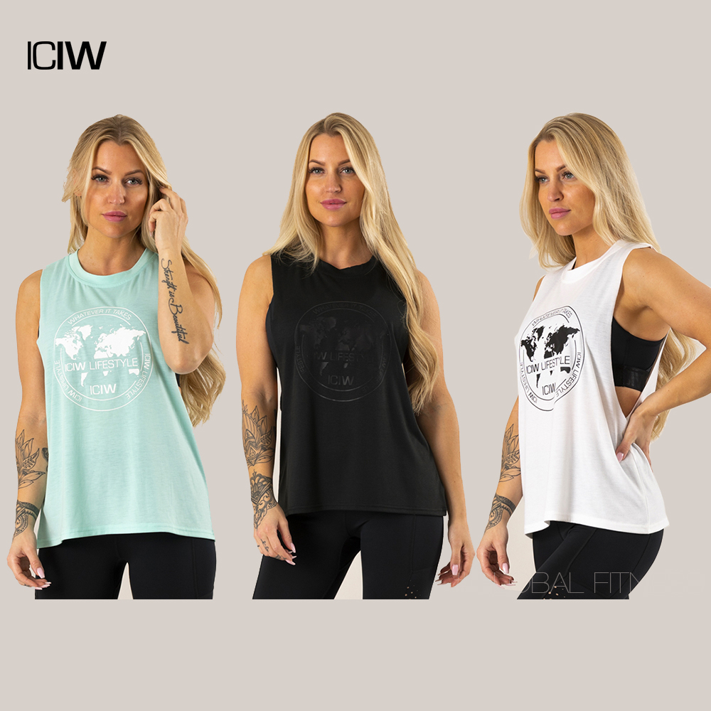 ICIW MUSCLE TANKTOP肯威侧开式女式宽松运动背心速干排汗优雅 运动服/休闲服装 健身衣 原图主图