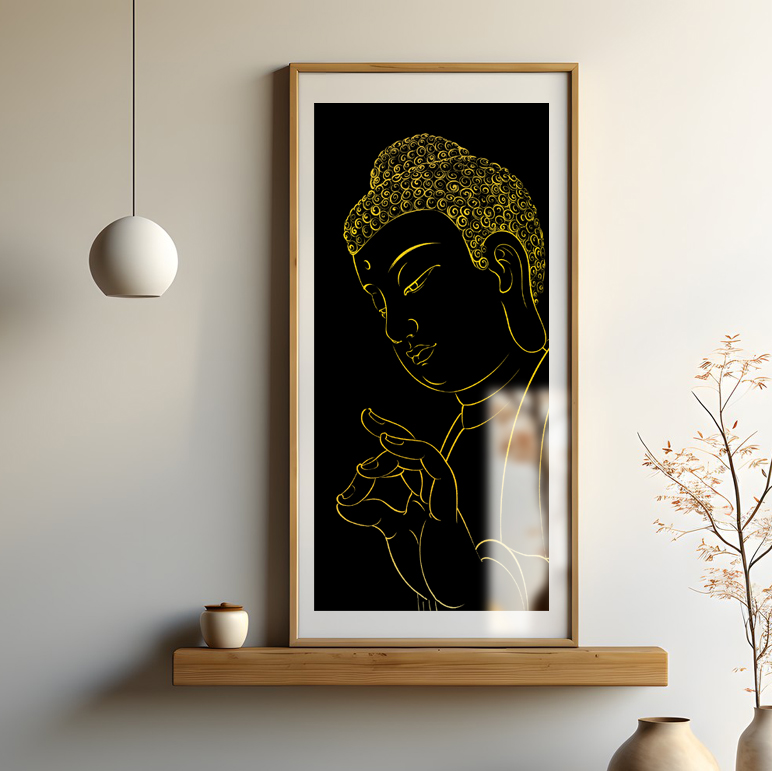 大日如来diy唐卡自画填色描金佛像手绘减压静心客厅玄关装饰画