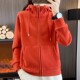 户外休闲衣女秋冬抓绒连帽卫衣运动宽松加厚保暖宽松开衫 长袖 外套