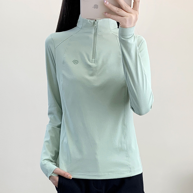 速干衣t恤女户外登山服长袖立领运动衣轻薄弹力秋季快干衣情侣款