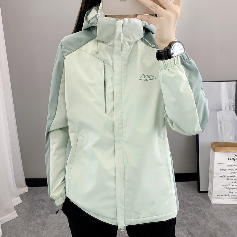 春秋薄款棉衣冲锋衣男女户外防风保暖轻薄棉袄百搭休闲连帽外套冬