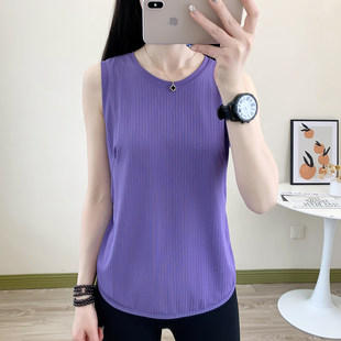 夏季运动背心女式户外健身跑步无袖两侧开叉瑜伽弹力速干衣T恤衫