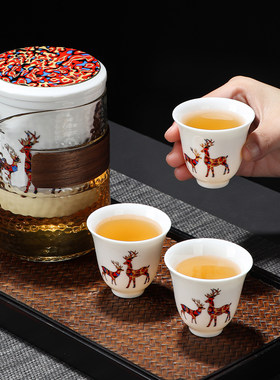 羊脂玉瓷旅行茶具LOGO礼品定制
