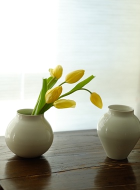 白瓷花瓶花器手工茶室月光白