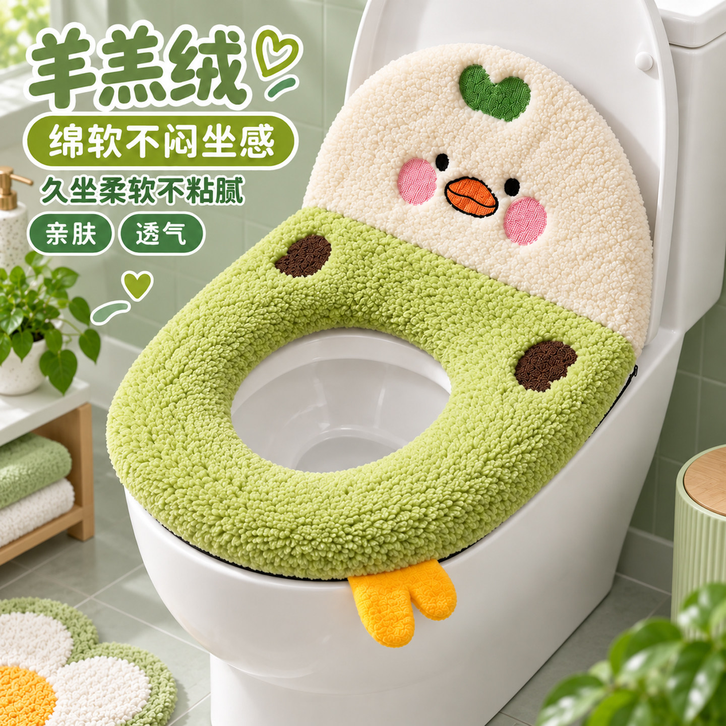 马桶坐垫拉链款坐便垫2026新款毛绒加厚家用靠背马桶垫抑菌坐垫