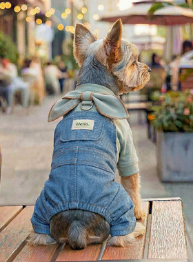 PETCIRCLE宠物衣服狗狗衣服春款蝴蝶结领背带裤狗衣服小型犬泰迪