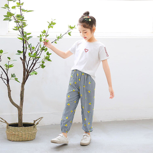 儿童女童棉绸防蚊裤灯笼裤男童卡通绵绸人造棉长裤子薄睡裤空调裤