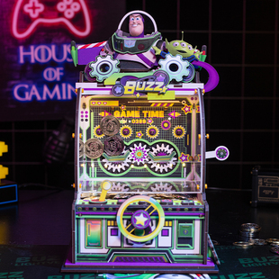 迪士尼巴斯光年木质金属立体拼图3D手工拼装推币机模型存钱罐玩具