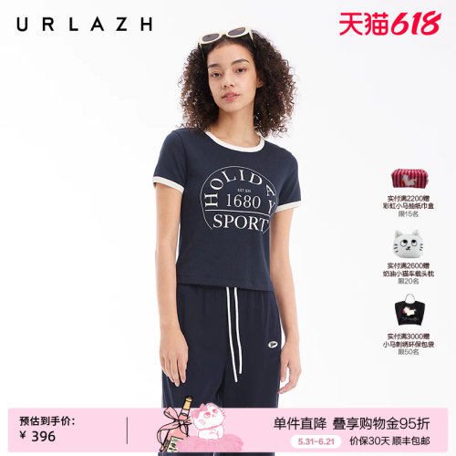 URLAZH有兰复古镶边短袖