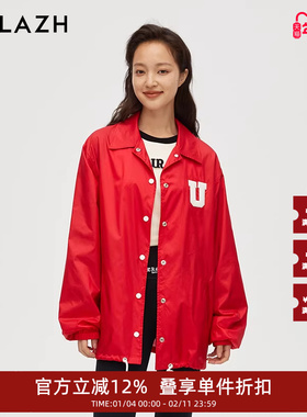 URLAZH有兰新款复古重工红色休闲宽松夹克外套IM3JA18