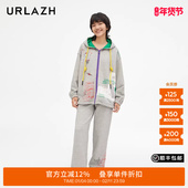 URLAZH有兰新款 灰色设计感纯棉宽松直筒运动休闲裤 JM3PA01