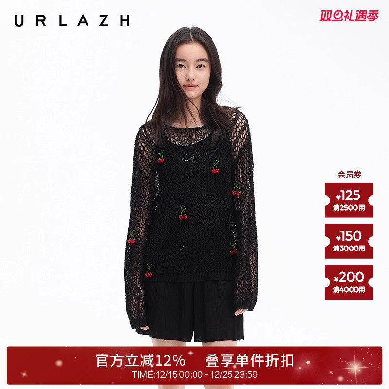 URLAZH有兰樱桃网眼镂空罩衫