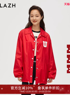 URLAZH有兰新款复古重工红色休闲宽松夹克外套IM3JA18