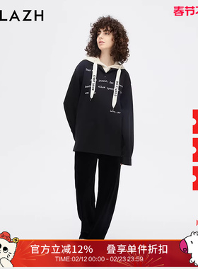 URLAZH有兰新款宽松直筒舒适黑色灯芯绒休闲裤女EM4PA08