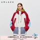 复古红色拼接撞色宽松连帽外套女 新款 商场同款 URLAZH有兰2026春季