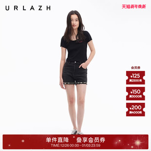 牛仔短裤 URLAZH有兰夏季 黑随性毛边小香风A字修身 经典 女 新款