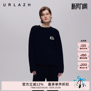套衫 URLAZH有兰秋季 黑静奢丝圆领百搭纯色羊绒毛衣长袖 经典 女 新款