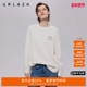 潮流宽松百搭简约圆领长袖 URLAZH有兰秋季 新款 上衣笑脸绣花白T恤