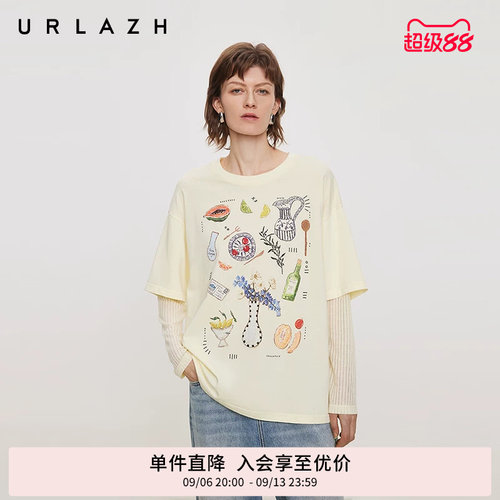 urlazh/有兰多巴胺彩色印花T恤